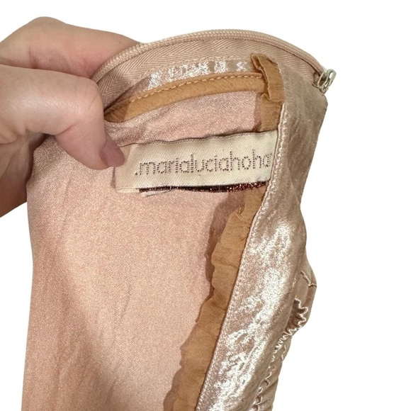 Maria Lucia Hohan Adah Pink Tehno Satin Silk Ruched Mermaid Midi Dress Gown - Picture 10 of 14